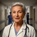 Healthcare leader in a hospital corridor speaking with confidence during a shift change