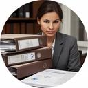 Litigation support specialist reviewing an export checklist beside stacked case folders