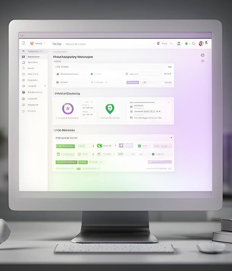 A security dashboard showing policy toggles, retention settings, user access roles, and message audit logs on a clean workstation screen